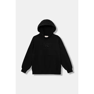 Elisabetta Franchi hanorac de bumbac pentru copii culoarea negru, cu glugă, cu imprimeu, EFFE156.0.FF002 imagine