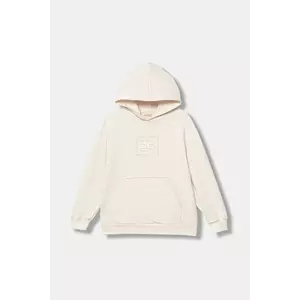 Elisabetta Franchi hanorac de bumbac pentru copii culoarea bej, cu glugă, cu imprimeu, EFFE156.0.FF002 imagine