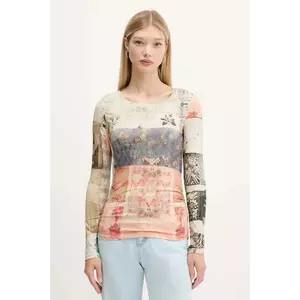 Desigual longsleeve LIMBANI culoarea bej, 25WWTK33 imagine
