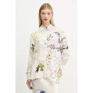 Desigual camasa NEWSARTY culoarea bej, cu guler clasic, relaxed, 25WWCW14 imagine