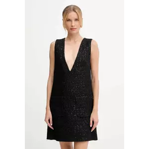 Luisa Spagnoli rochie culoarea negru, mini, drept, 542368 imagine