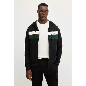 Lacoste hanorac de bumbac culoarea negru, cu glugă, modelator, SH5913 imagine