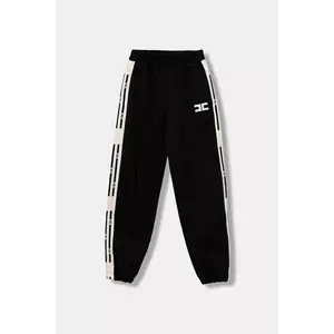 Elisabetta Franchi pantaloni de trening din bumbac pentru copii culoarea negru, cu imprimeu, EFPA298.0.FF002 imagine