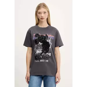 Desigual tricou din bumbac MICKEY LACE culoarea gri, 25WWTK56 imagine