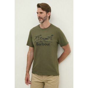 Barbour tricou din bumbac bărbați, culoarea verde, cu imprimeu, MTS1346 imagine