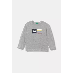 United Colors of Benetton longsleeve copii culoarea gri, cu imprimeu, 3I1XG10JZ imagine