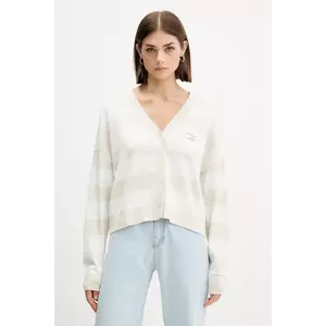 Tommy Jeans cardigan din bumbac culoarea bej, light, DW0DW20968 imagine