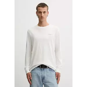 Tommy Jeans longsleeve din bumbac culoarea alb, cu imprimeu, DM0DM21594 imagine