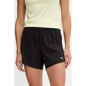 Puma pantaloni scurți de antrenament culoarea negru, neted, high waist, 526587 imagine