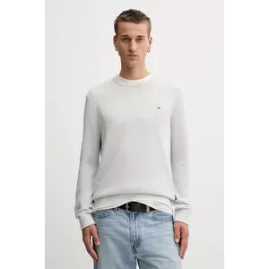 Tommy Jeans pulover de bumbac culoarea gri, light, DM0DM21787 imagine