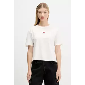 Tommy Jeans tricou din bumbac culoarea bej, DW0DW22202 imagine