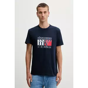 Tommy Jeans tricou din bumbac culoarea bleumarin, cu imprimeu, DM0DM21977 imagine
