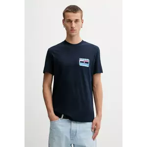 Tommy Jeans tricou din bumbac culoarea bleumarin, cu imprimeu, DM0DM21980 imagine