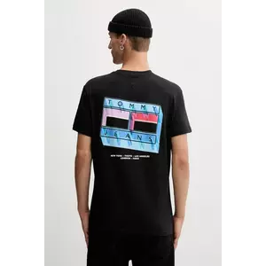 Tommy Jeans tricou din bumbac culoarea negru, cu imprimeu, DM0DM21980 imagine