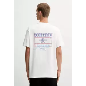Tommy Jeans tricou din bumbac culoarea bej, cu imprimeu, DM0DM21986 imagine