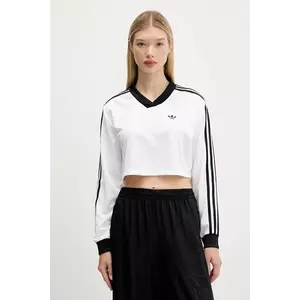 adidas Originals longsleeve Jacquard Ls Top culoarea alb, JV9740 imagine