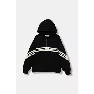 Elisabetta Franchi hanorac de bumbac pentru copii culoarea negru, cu glugă, cu imprimeu, EFFE154.0.FF002 imagine