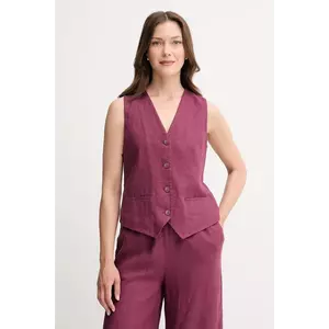 United Colors of Benetton vestă de in culoarea bej, un singur rand de nasturi imagine