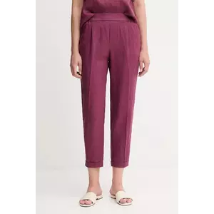 United Colors of Benetton pantaloni din in culoarea violet, drept, high waist, 4AGHDF079 imagine