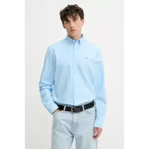 Tommy Jeans cămașă din bumbac culoarea gri, cu guler button-down, regular, DM0DM21298 imagine