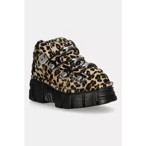 New Rock sneakers din piele întoarsă PELO LEOPARDO PONY culoarea maro, M-106-C114 imagine