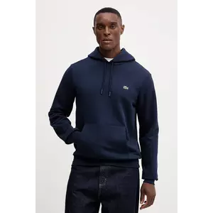 Lacoste hanorac de bumbac culoarea bleumarin, cu glugă, uni, SH9839 imagine