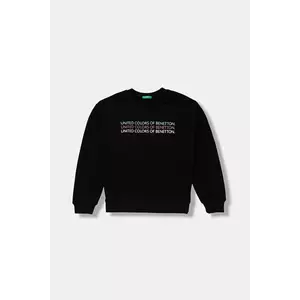 United Colors of Benetton hanorac de bumbac pentru copii culoarea negru, cu imprimeu, 3J68C10Q0 imagine