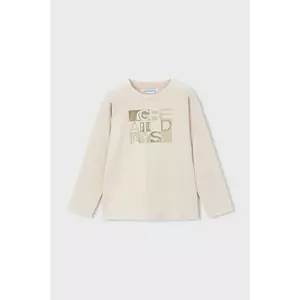 Mayoral longsleeve din bumbac pentru copii culoarea bej, cu imprimeu, 4095 imagine