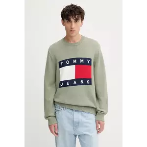 Tommy Jeans pulover de bumbac culoarea verde, light, DM0DM22105 imagine