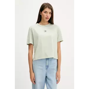 Tommy Jeans tricou din bumbac culoarea verde, DW0DW22202 imagine