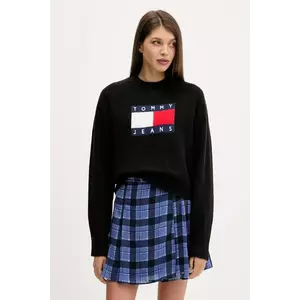 Tommy Jeans pulover din amestec de lână culoarea negru, light, DW0DW21782 imagine