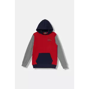 United Colors of Benetton hanorac de bumbac pentru copii culoarea rosu, cu glugă, cu imprimeu, 3J68C204V imagine