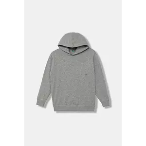 United Colors of Benetton bluză copii culoarea gri, cu glugă, melanj, 3NBMC205A imagine