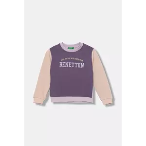United Colors of Benetton hanorac de bumbac culoarea violet, cu imprimeu, 3J70G10JR imagine