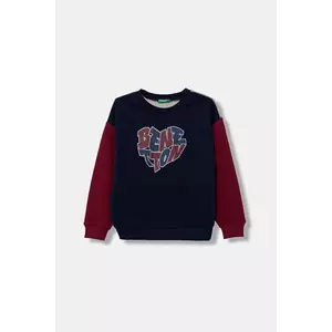 United Colors of Benetton hanorac de bumbac pentru copii culoarea bleumarin, cu imprimeu, 3J68C10Q0 imagine