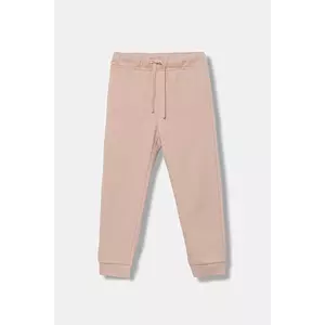 United Colors of Benetton pantaloni de trening din bumbac pentru copii culoarea roz, uni, 3J70GF01N imagine