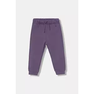 United Colors of Benetton pantaloni de trening din bumbac pentru copii culoarea violet, uni, 3J70GF01N imagine