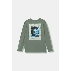 United Colors of Benetton longsleeve din bumbac pentru copii culoarea verde, cu imprimeu, 3TAMC10PV imagine