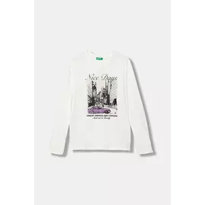 United Colors of Benetton longsleeve din bumbac pentru copii culoarea alb, 35RYC10QE imagine