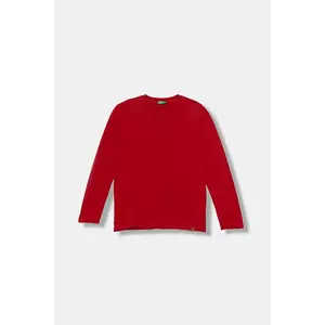 United Colors of Benetton longsleeve din bumbac pentru copii culoarea rosu, uni, 3I1XC10DB imagine
