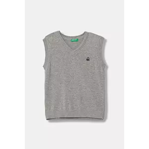 United Colors of Benetton vestă din bumbac pentru copii culoarea gri, light, 120YC400O imagine