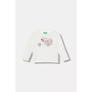 United Colors of Benetton longsleeve din bumbac pentru copii culoarea alb, 35RYG10K7 imagine