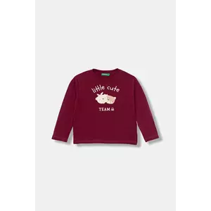 United Colors of Benetton longsleeve din bumbac pentru copii culoarea bordo, 35RYG10K7 imagine