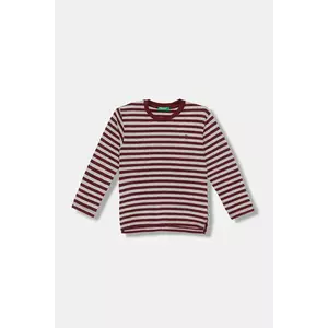 United Colors of Benetton longsleeve din bumbac pentru bebeluși culoarea bordo, cu imprimeu, 3FNLG10K9 imagine
