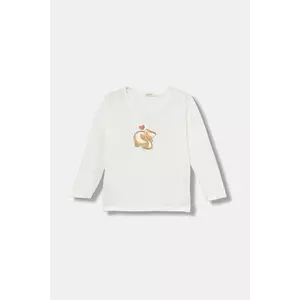 United Colors of Benetton longsleeve din bumbac pentru bebeluși culoarea alb, cu imprimeu, 3ATNA106K imagine