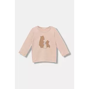 United Colors of Benetton longsleeve din bumbac pentru bebeluși culoarea roz, cu imprimeu, 3ATNA106L imagine