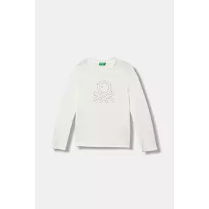 United Colors of Benetton longsleeve din bumbac pentru copii culoarea alb, 3I9WG10JS imagine