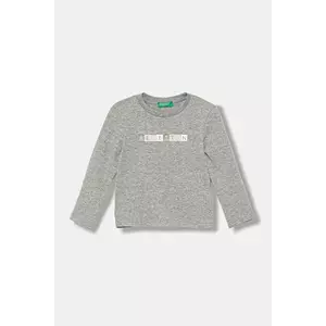 United Colors of Benetton longsleeve din bumbac pentru copii culoarea gri, 3I9WG10JS imagine