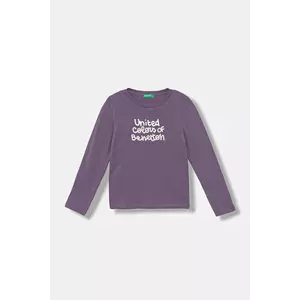 United Colors of Benetton longsleeve din bumbac pentru copii culoarea violet, 3I9WG10JS imagine