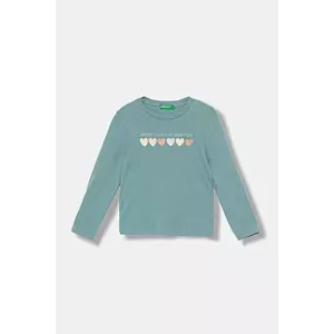 United Colors of Benetton longsleeve din bumbac pentru copii culoarea turcoaz, 3I9WG10JS imagine
